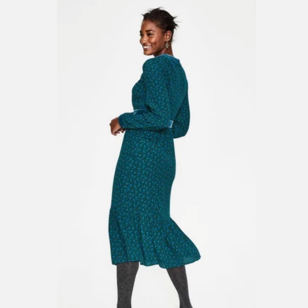 Boden Teal Floral Midi Dress - Picture 4 of 12